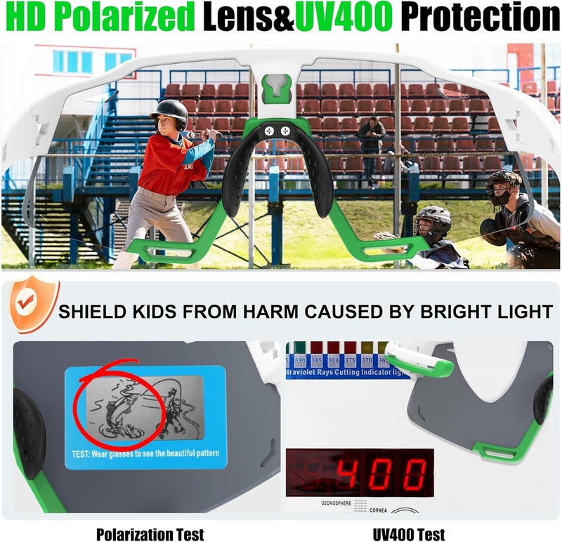 Xtiger Polarized Kids Sunglasses Youth Baseball Sunglasses UV400 Boys Girls Sports Sun Glasses for Softball Cycling Scooter - Image 4